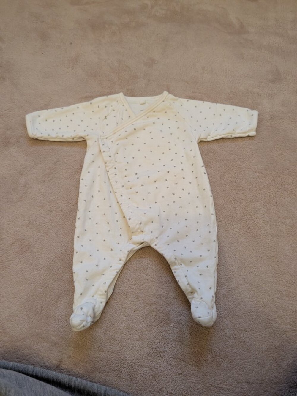 Petit Bateau 1M zipper star print footie (footed kimono romper)